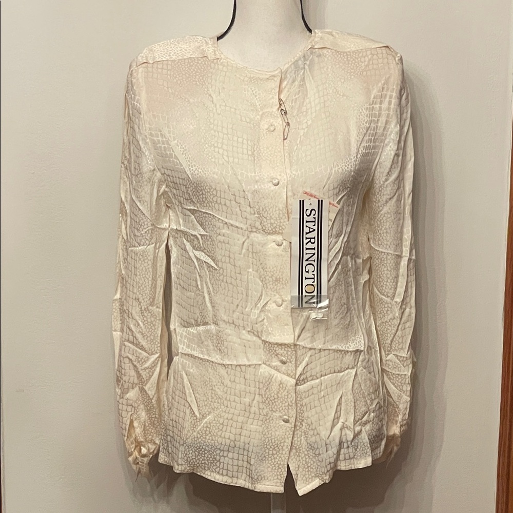 Vintage 100% Silk Starington Saks Fifth Avenue Elegant Beige Top